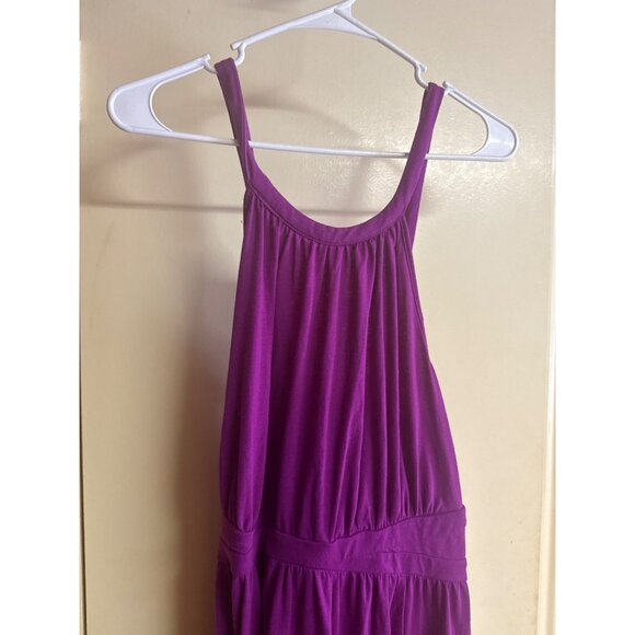 Purple Halter Neck 3 Plus Size Dress With Elastic Waist & Crossback - Picture 3 of 8